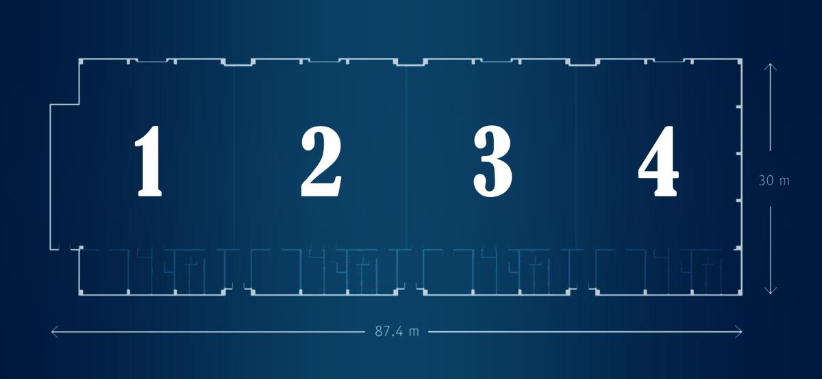 Cada nave se puede dividir en 4 áreas más pequeñas